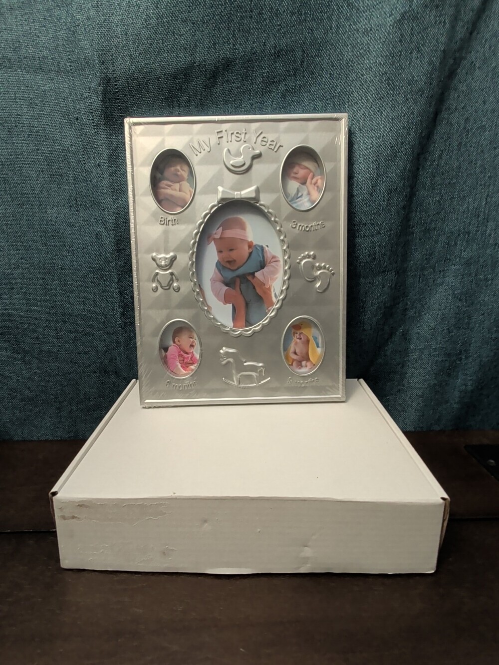 Special Moments "My First Year" Baby Photo Frame | Silver Tone Metal Collage |